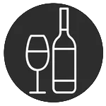 Wine glass and bottle icon