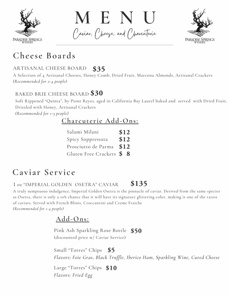 Food and cheese menu graphic